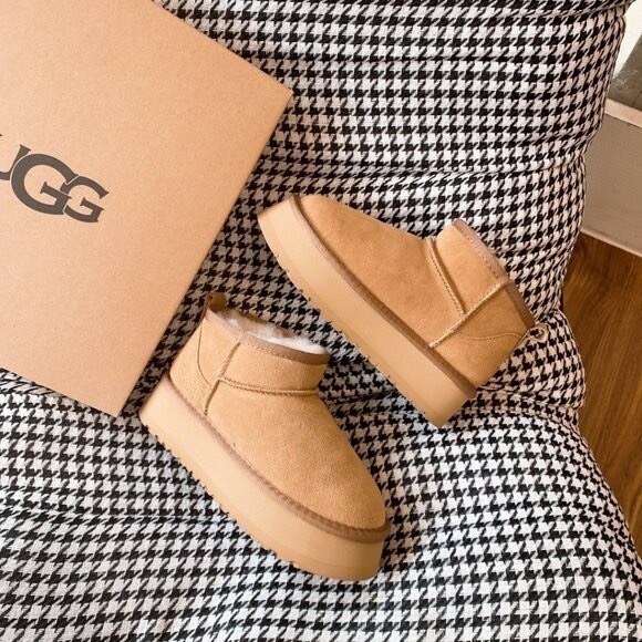 UGG Womens classic ultra mini platform boots Chestnut - Picture 6 of 8